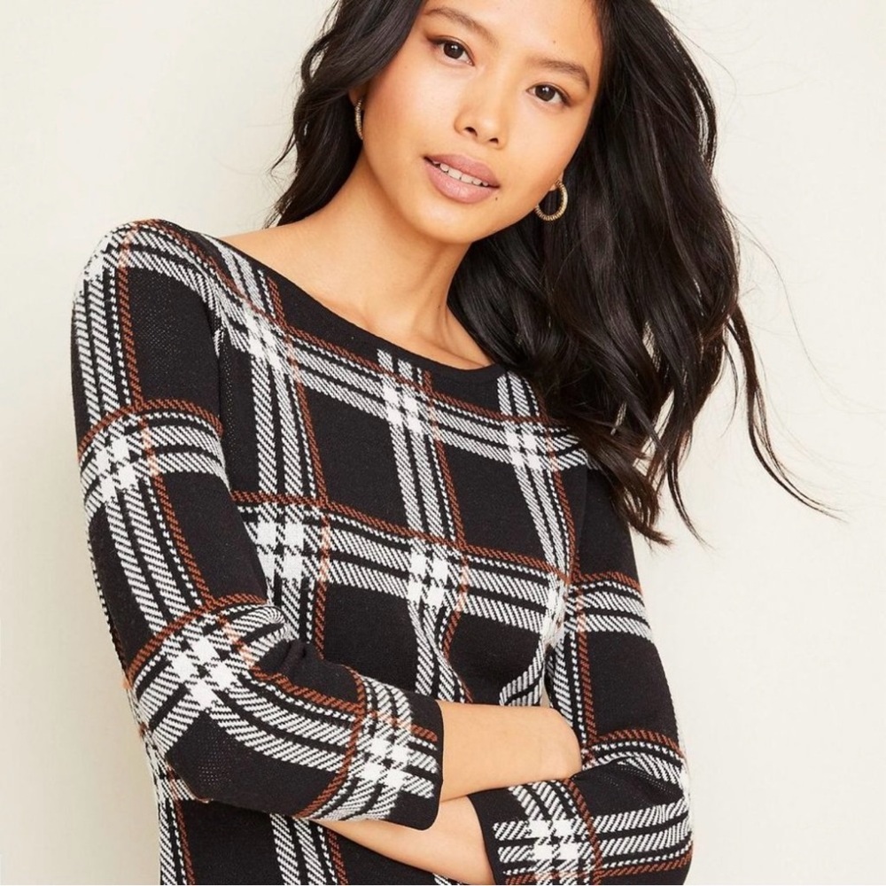 Ann Taylor Plaid Sweater Dress NWT - Picture 3 of 11